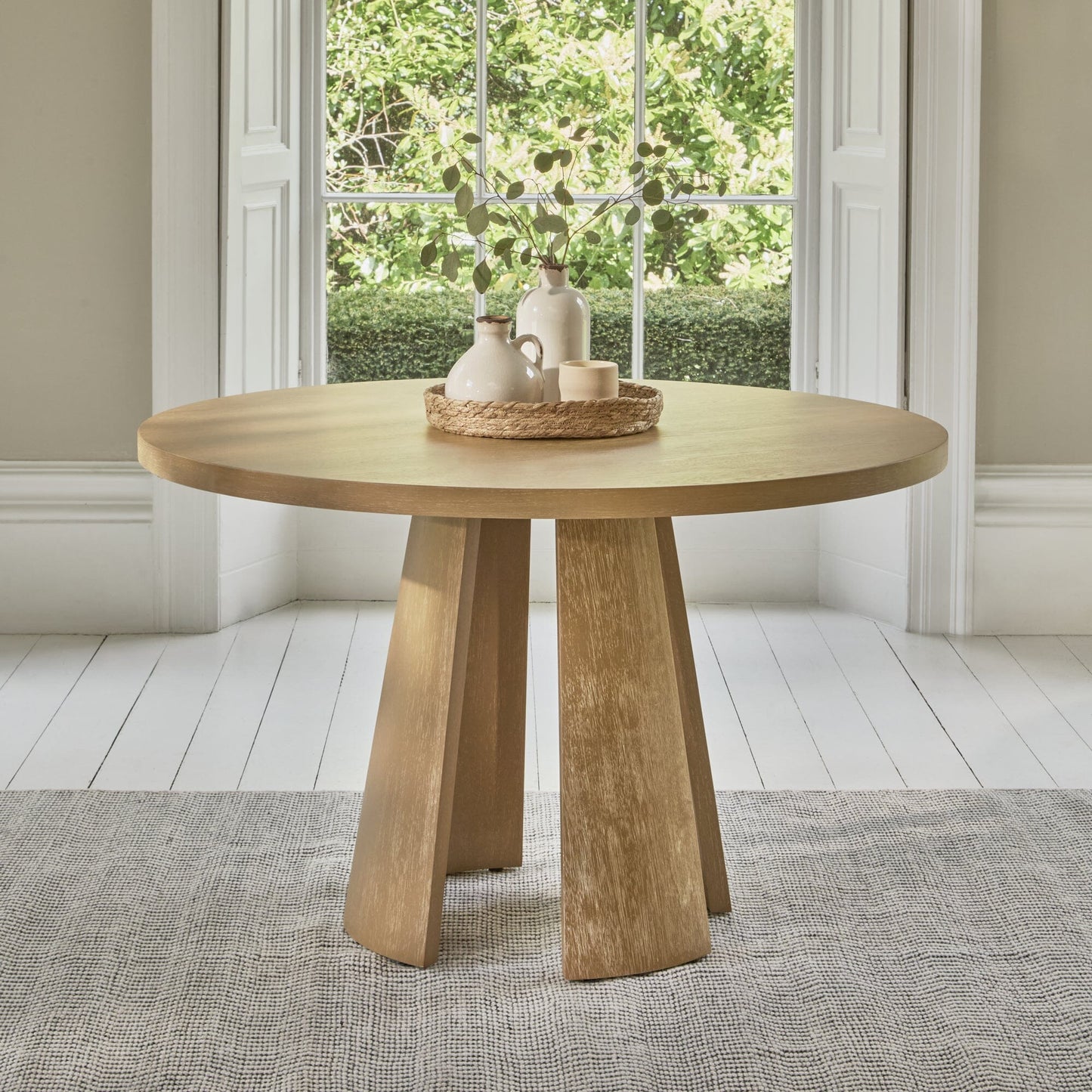 Farren Whitewash Oak Round Dining Table - Laura James