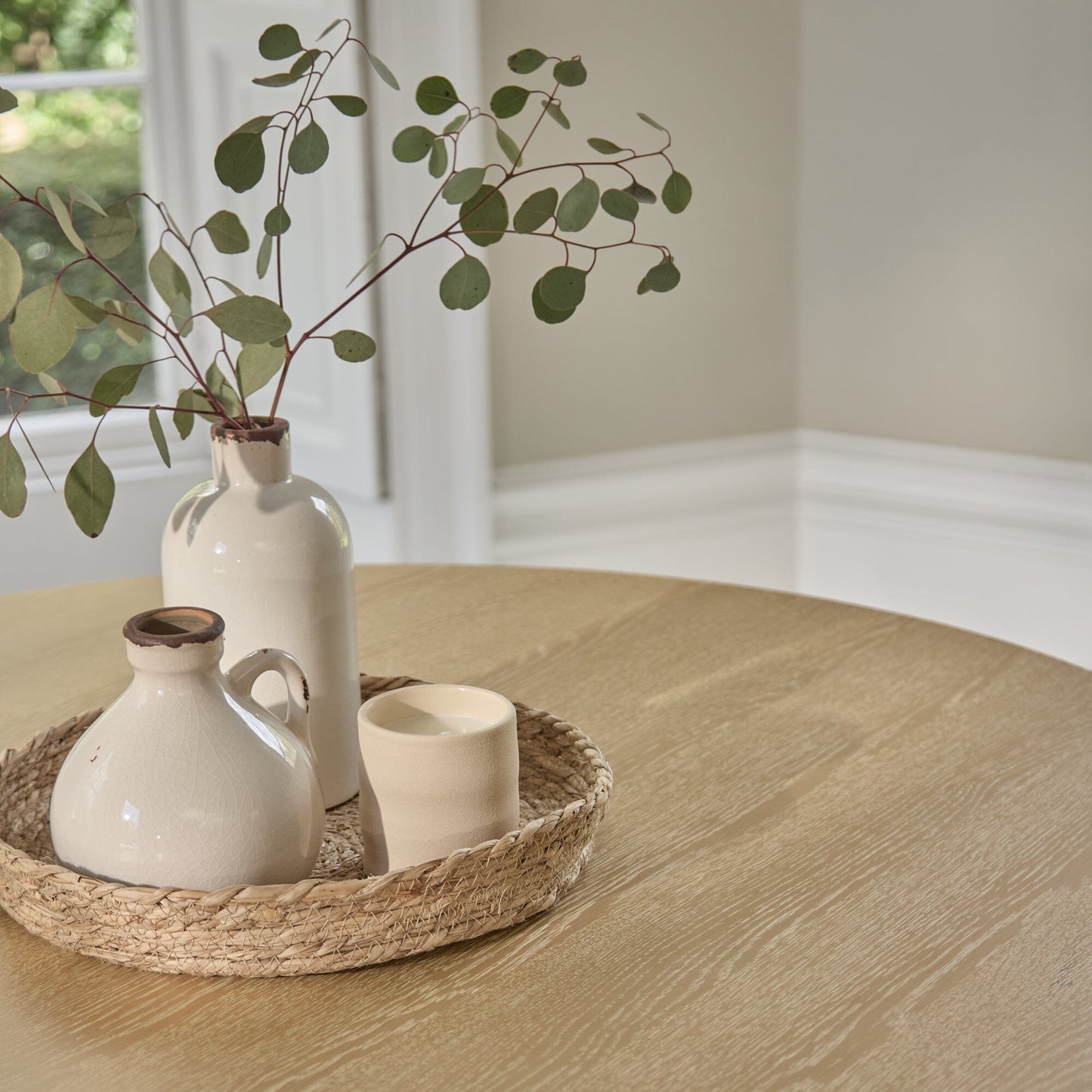 Farren Whitewash Oak Round Dining Table - Laura James