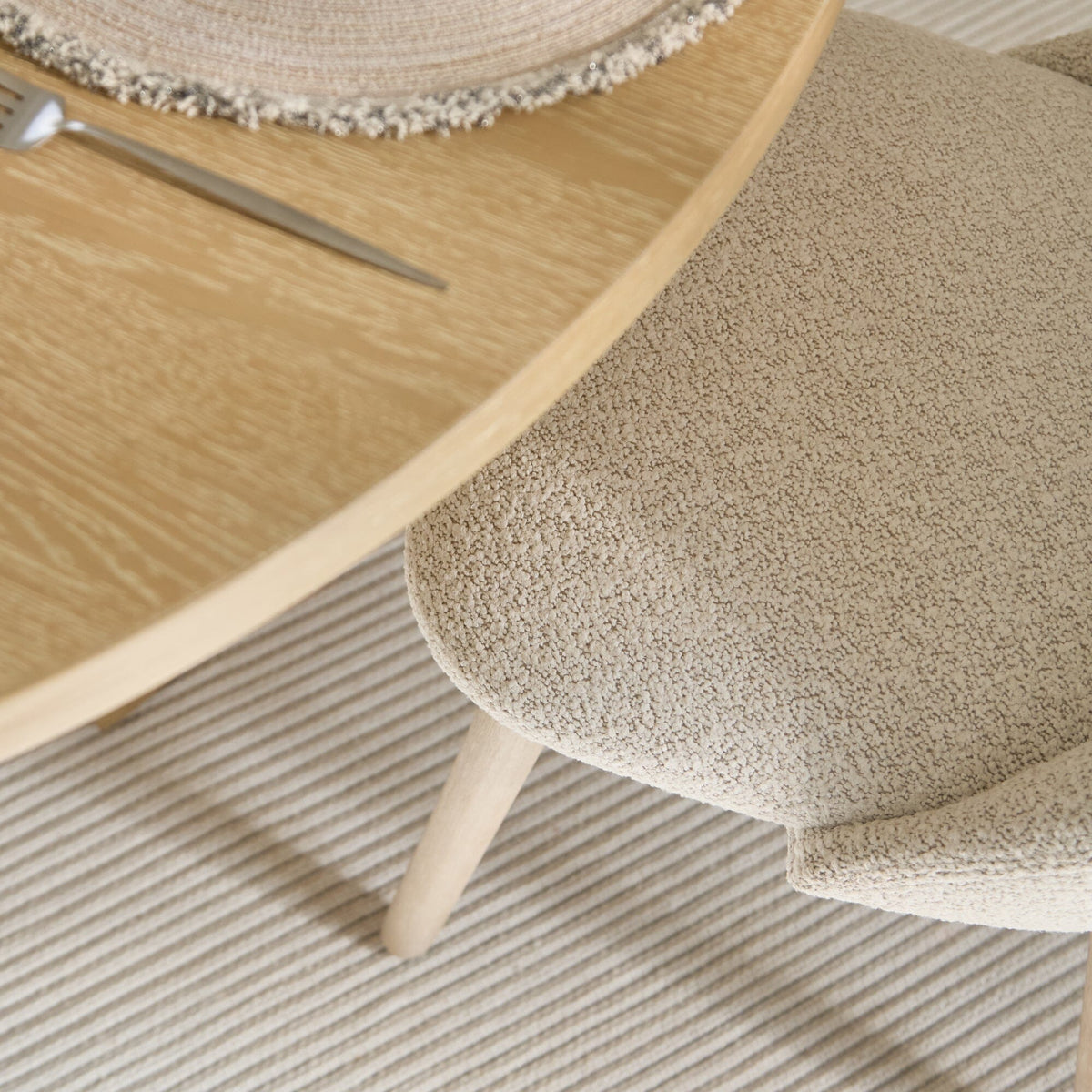 Freya Oat Boucle Dining Chair - Set of 2 - Whitewash Oak Legs - Laura James