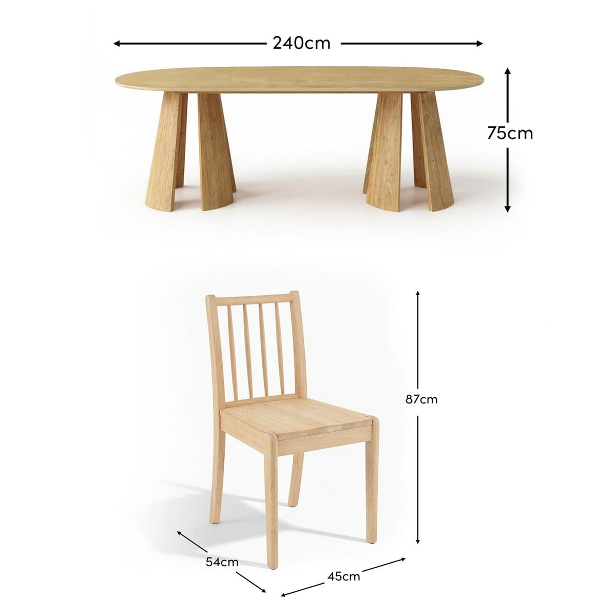 Farren Whitewash Oval Dining Table Set - 6 Seater - Tilly Dining Chairs - Whitewash Oak Legs - Laura James