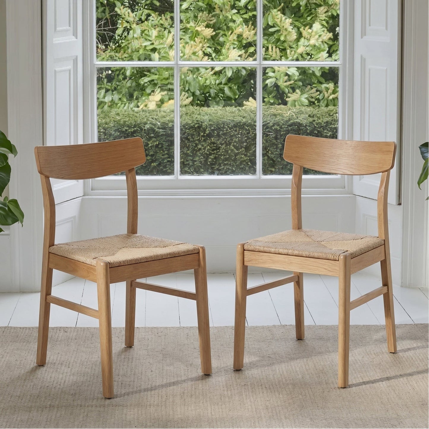 Faye Pale Oak Wooden Woven Chairs - Set of 2 - Laura James