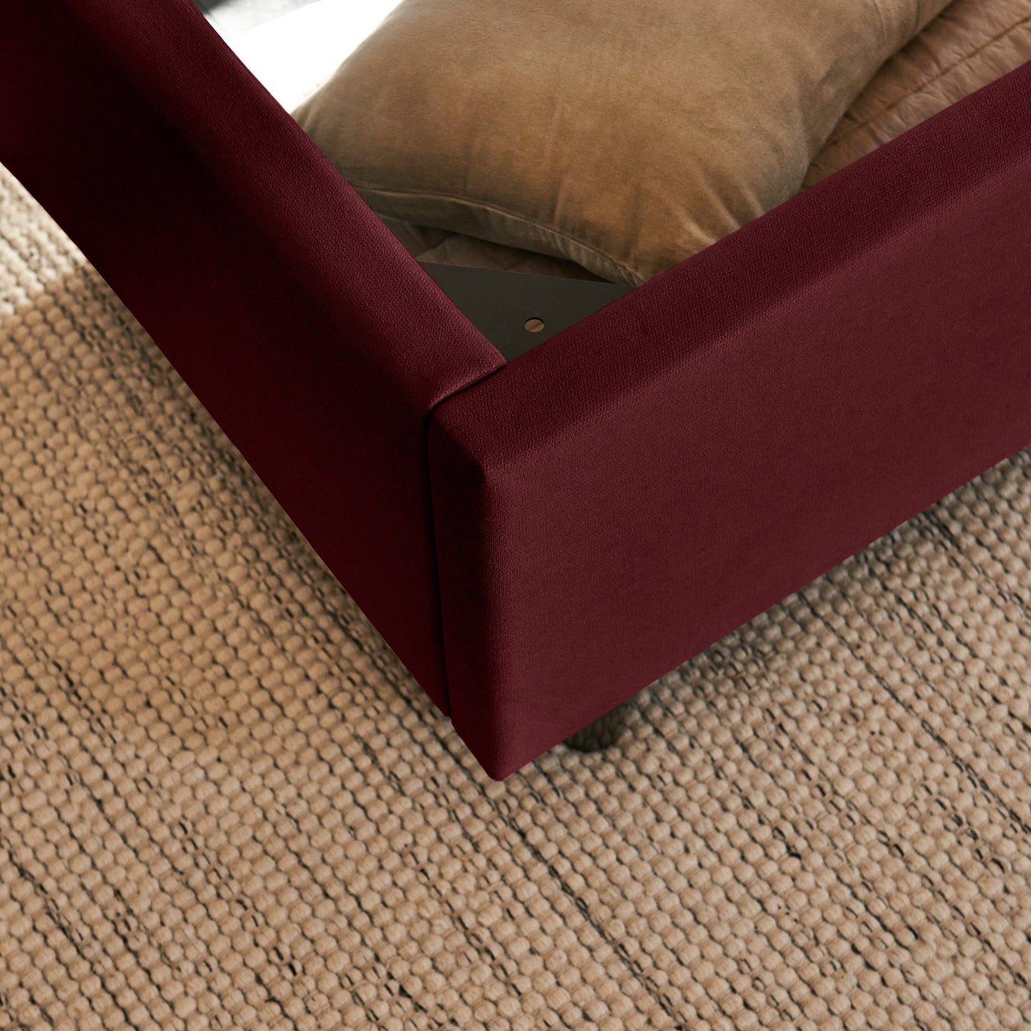 Finola King Ottoman Bed - Burgundy Red - Laura James