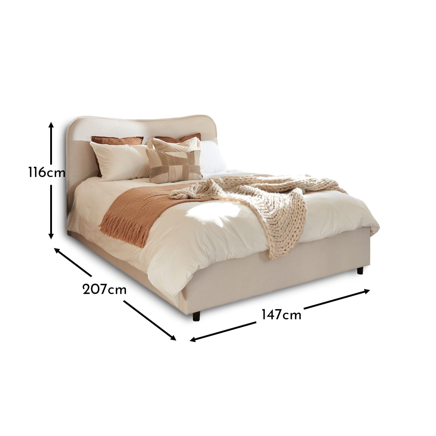 Finola Double Ottoman Bed - Ivory - Laura James
