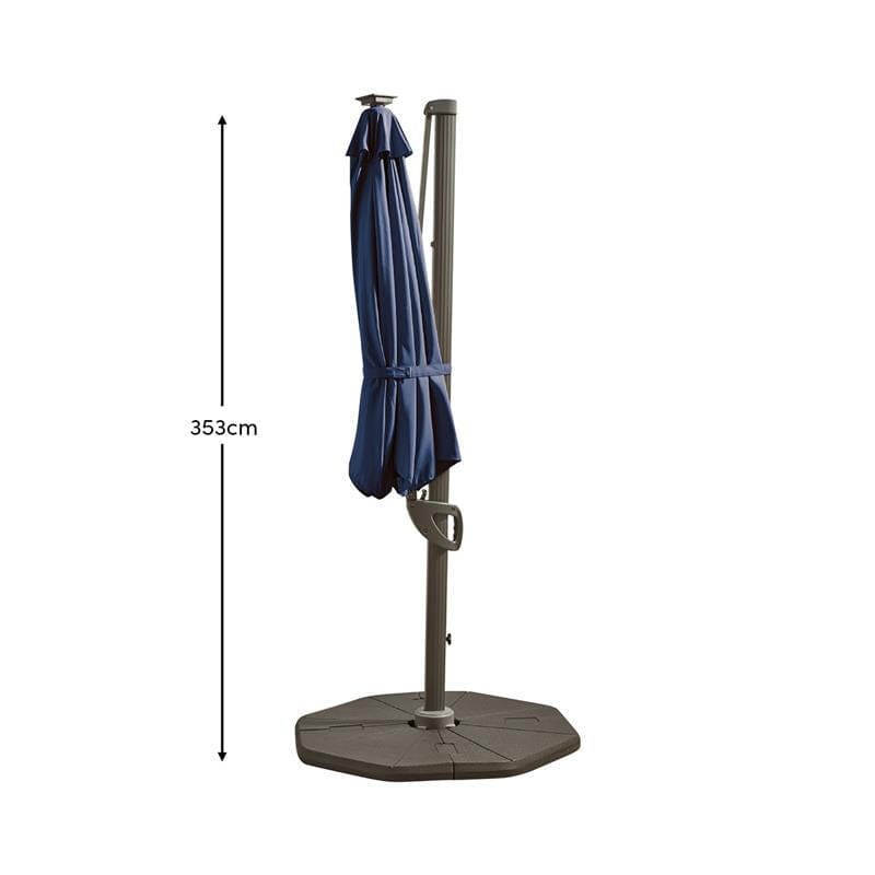 Fira Dark Blue LED Parasol - 2.5m Square Cantilever - Laura James