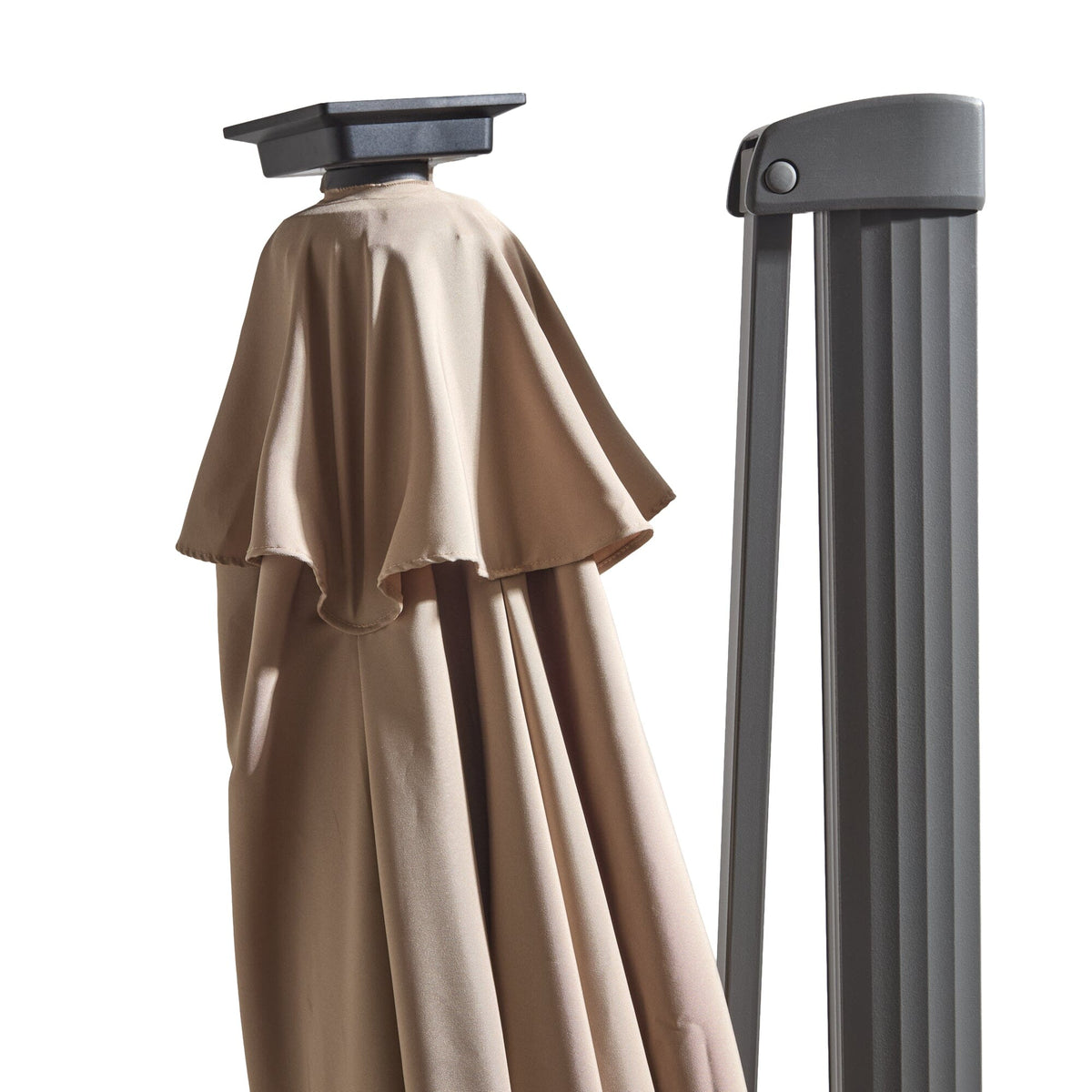 Fira Cappuccino LED Parasol - 2.5m Square Cantilever - Laura James