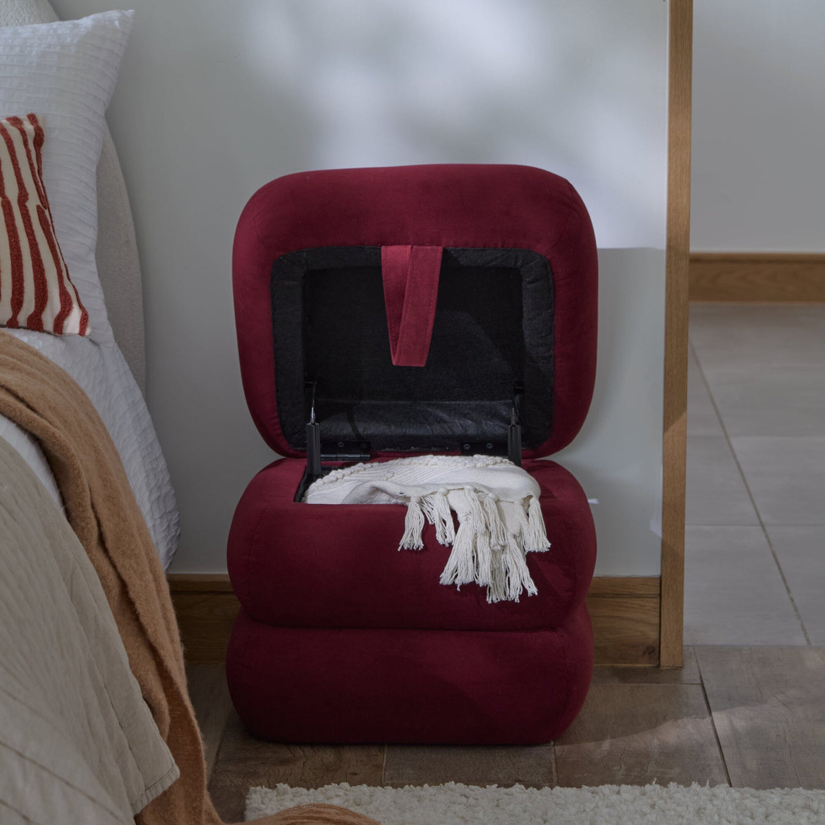 Fleur Footstool - Burgundy Red - Laura James