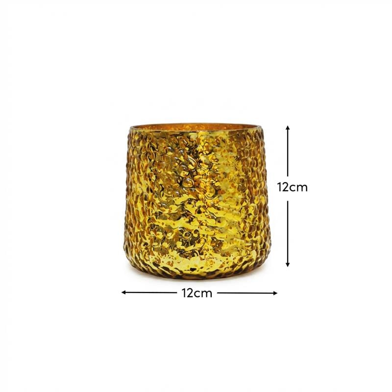 Flivik 12cm Glass Tea Light Holder - Gold