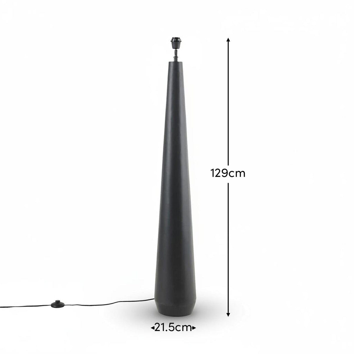 Foxcote Black Metal Floor Lamp Base - 129cm - Laura James