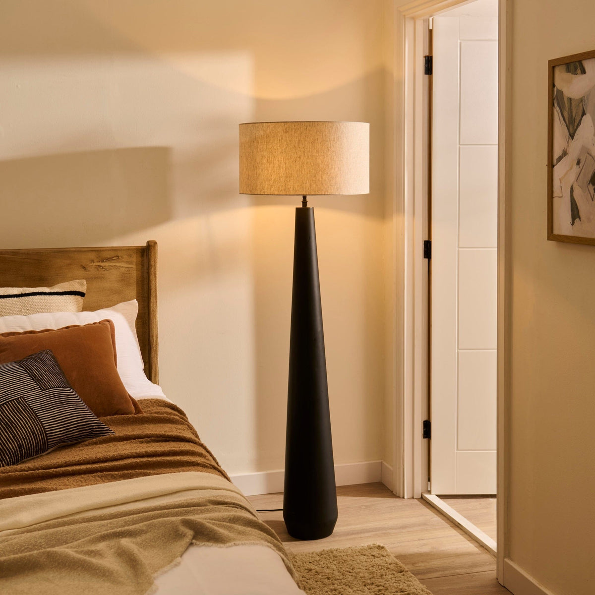 Foxcote Black Metal Floor Lamp Base - 129cm - Laura James