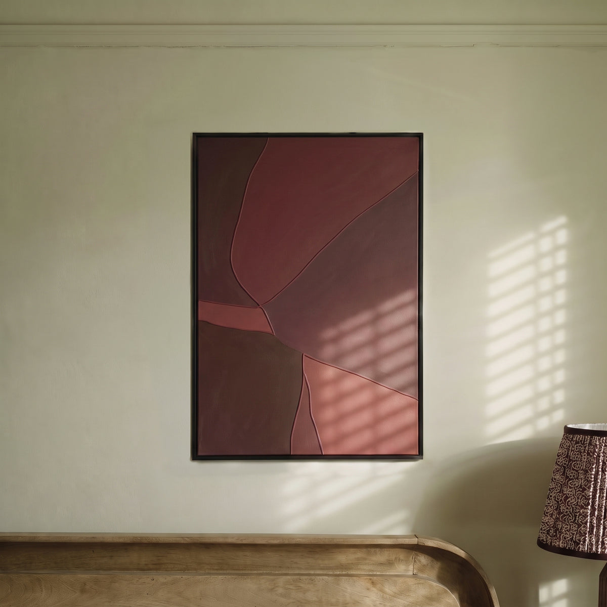 Fray 70x50cm Patchwork Wall Art I - Burgundy