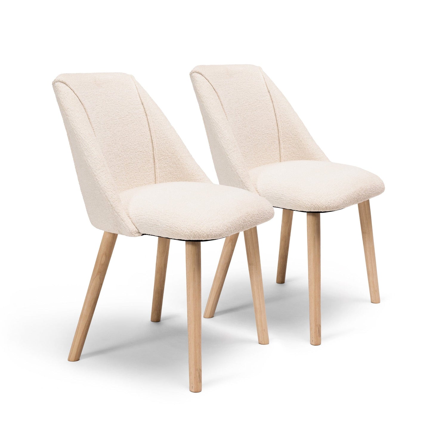 Freya Boucle Dining Chairs - Set of 2 - Whitewash Oak Legs