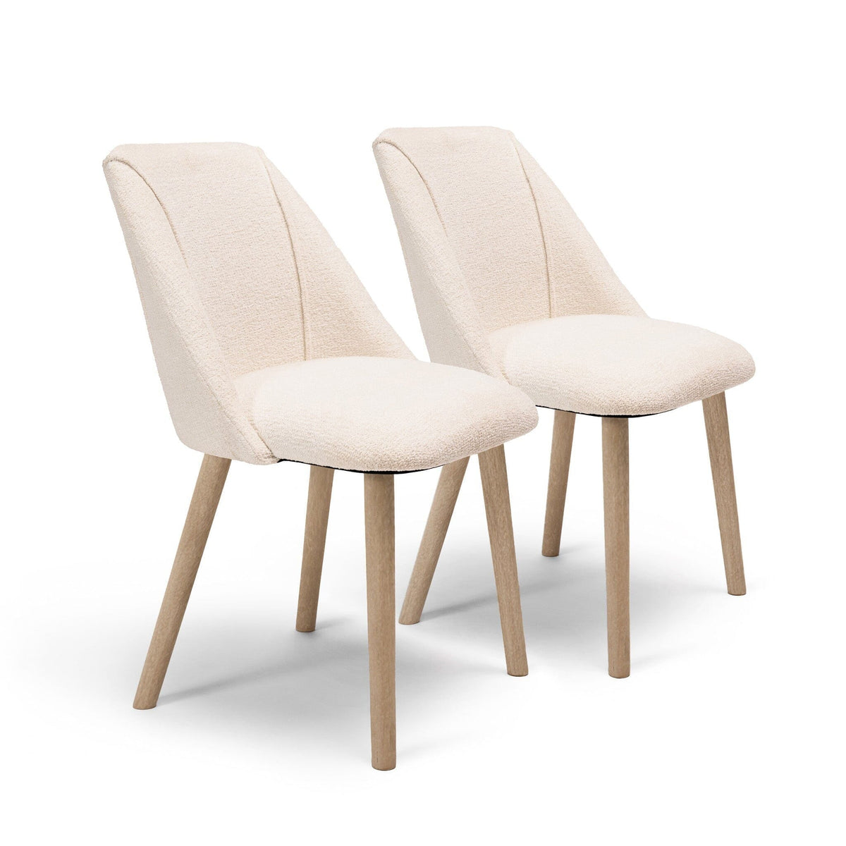 Freya Light Beige Dining Chairs - Set of 2 - Chalked Mango Wood Legs - Laura James