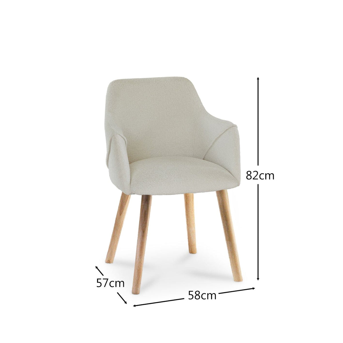 Freya Boucle Carver Chairs with Whitewash Legs - Laura James