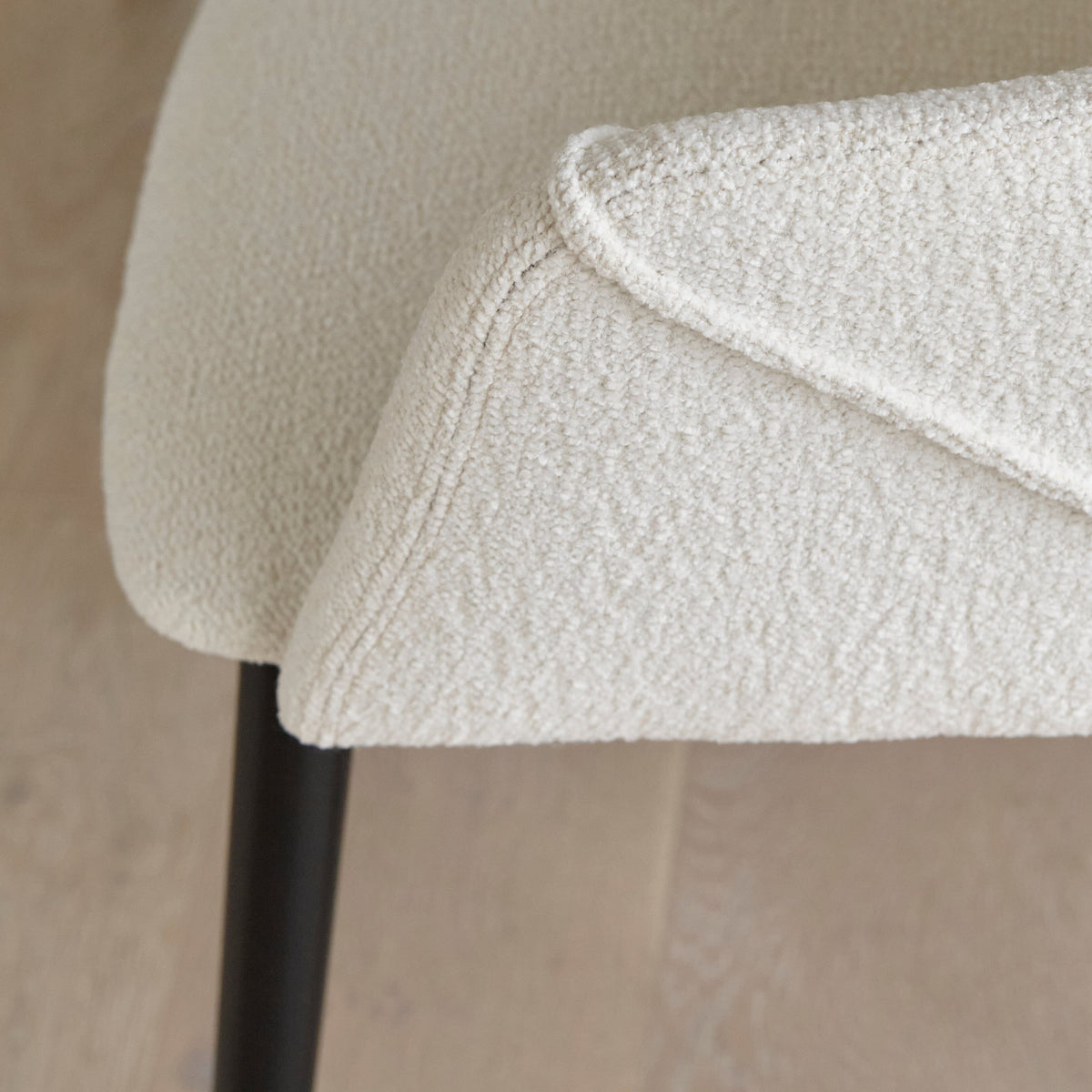 Freya Boucle Armchairs with Black Legs - Laura James