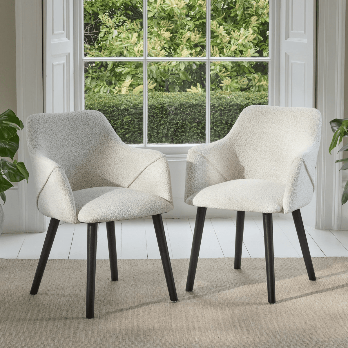 Freya Oat Boucle Armchair - Set of 2 - Black Oak Legs