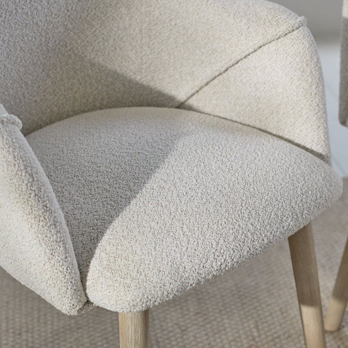 Freya Oat Boucle Armchair - Set of 2 - Whitewash Oak Legs - Laura James