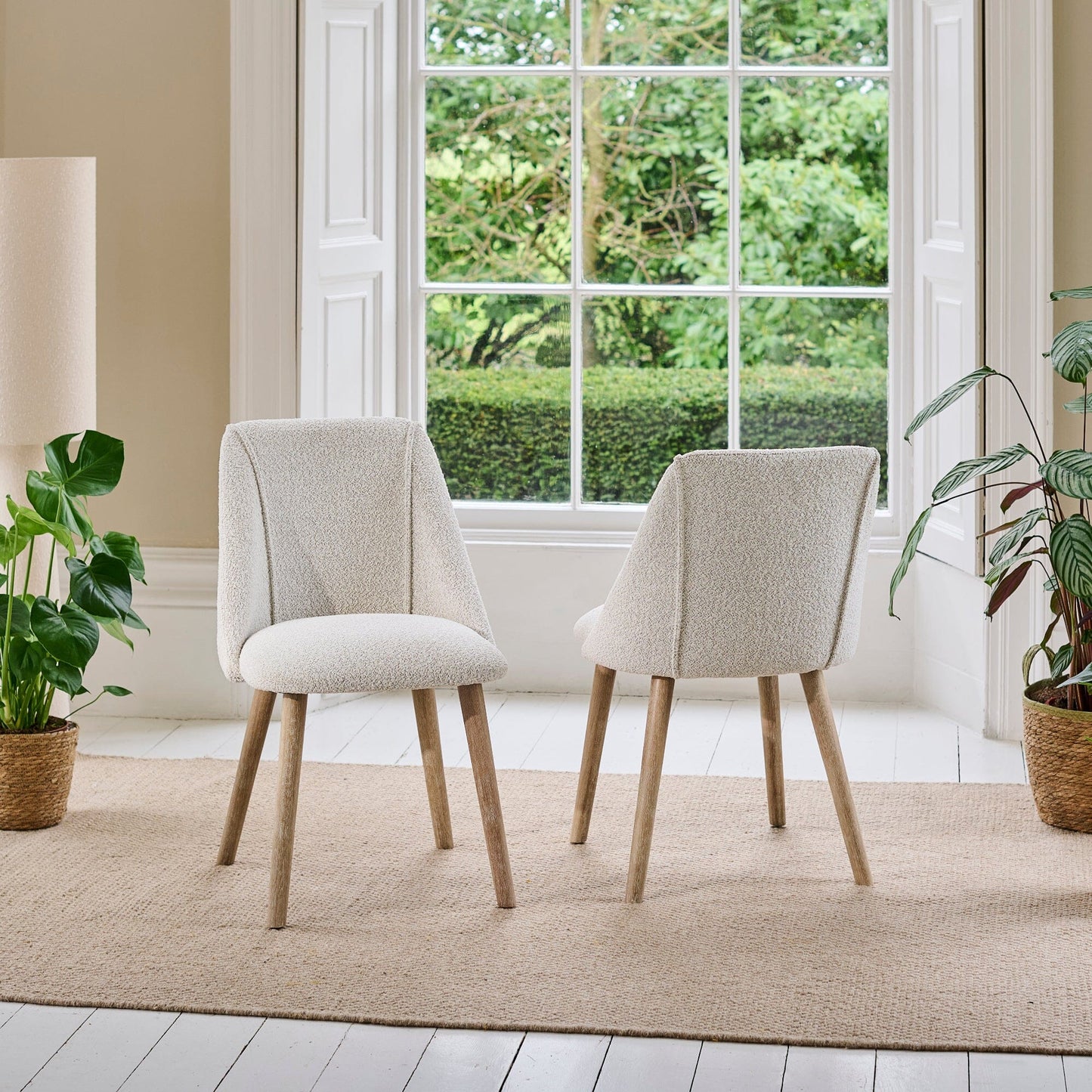 Freya Oat Boucle Dining Chairs - Set of 2 - Pale Oak Legs - Laura James