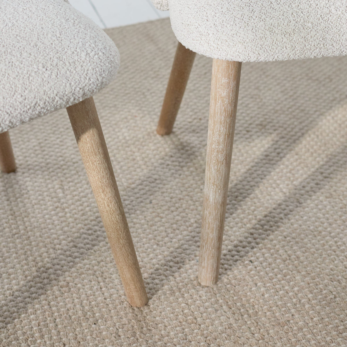 Freya Oat Boucle Dining Chairs - Set of 2 - Chalked Mangowood Legs - Laura James