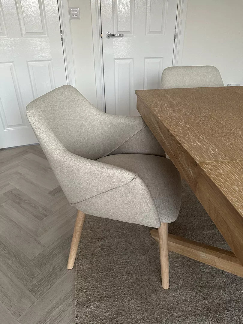 Freya Sand Armchairs - Set of 2 - Whitewash Oak Legs