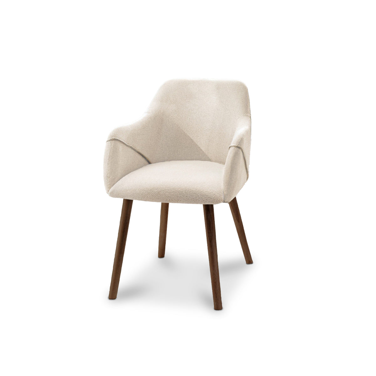 Freya Light Beige Armchair - Set of 2 - Coffee Brown Mango Wood Legs - Laura James