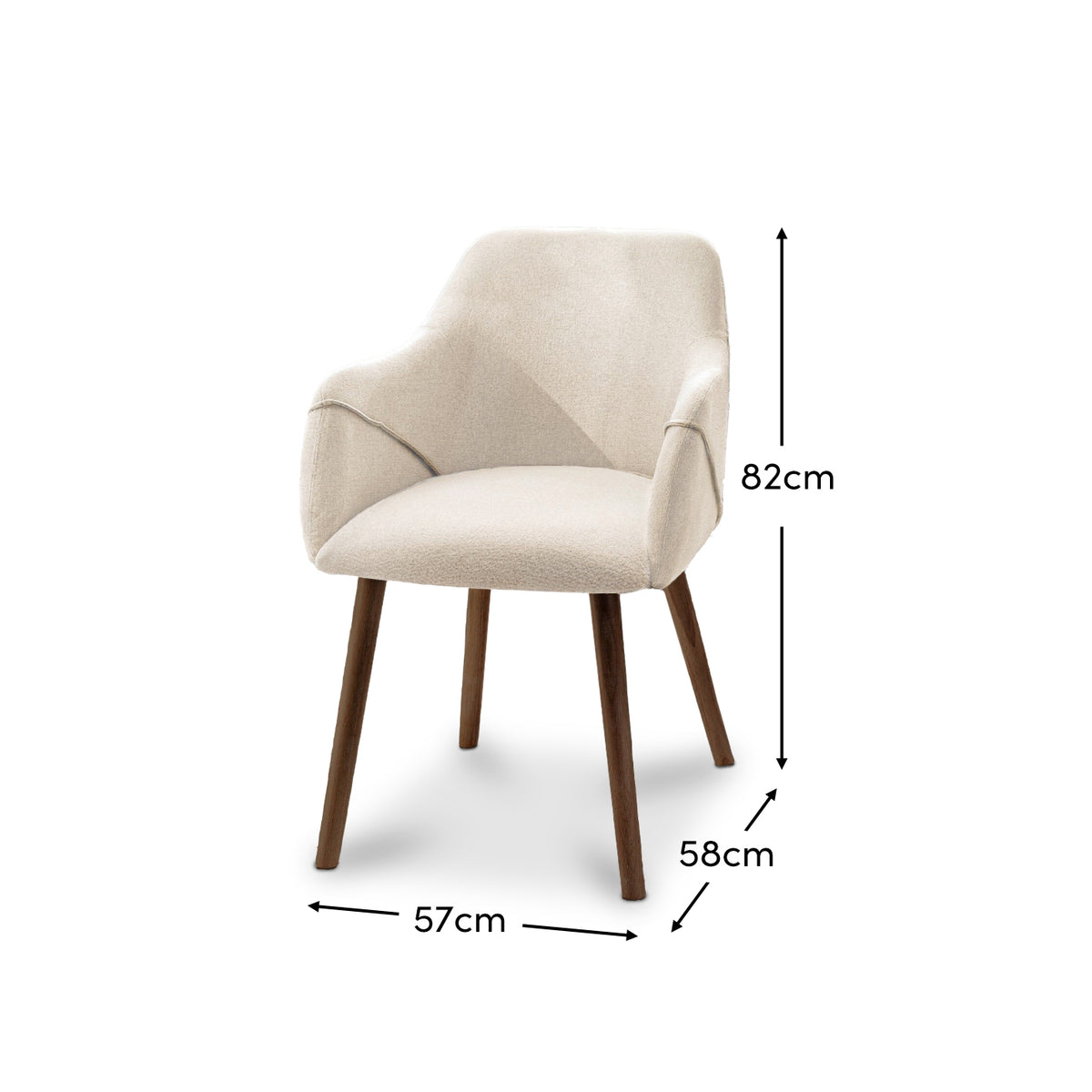 Freya Light Beige Armchair - Set of 2 - Coffee Brown Mango Wood Legs - Laura James