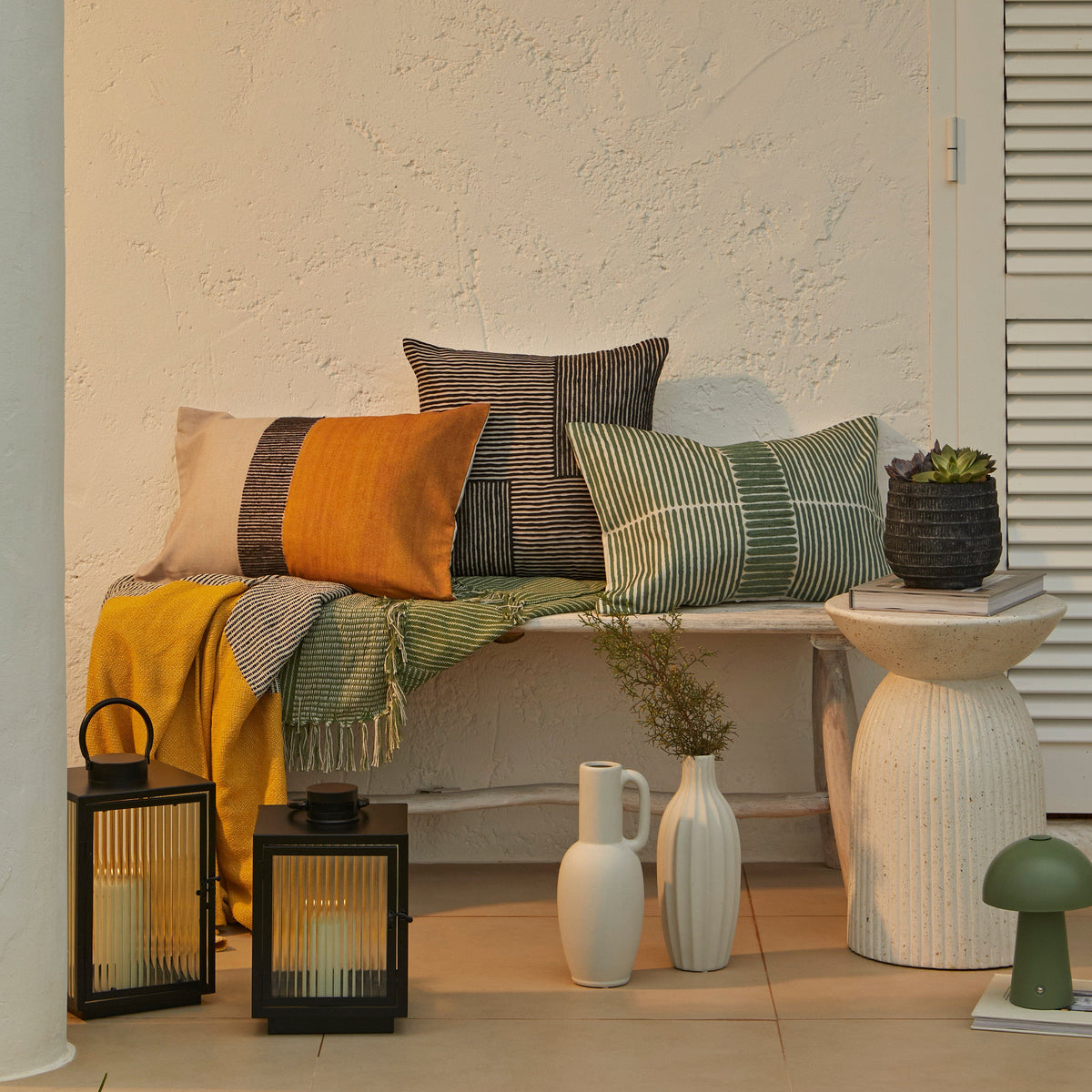 Odisha 45x45cm Striped Cushion Cover - Black - Laura James