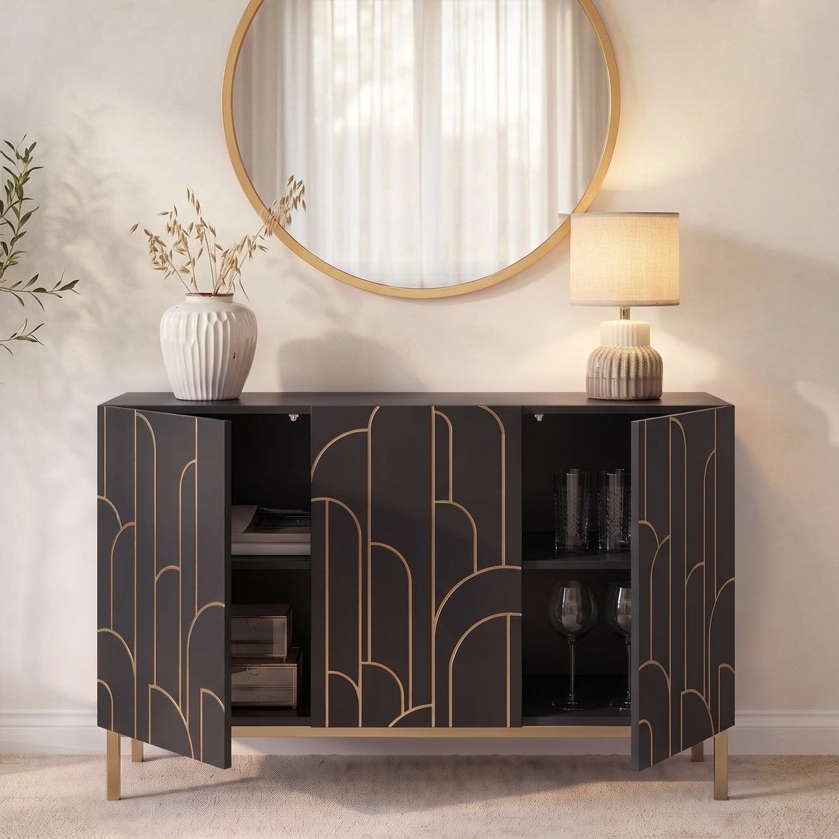 Gatsby 3 Door Sideboard - Noir Black