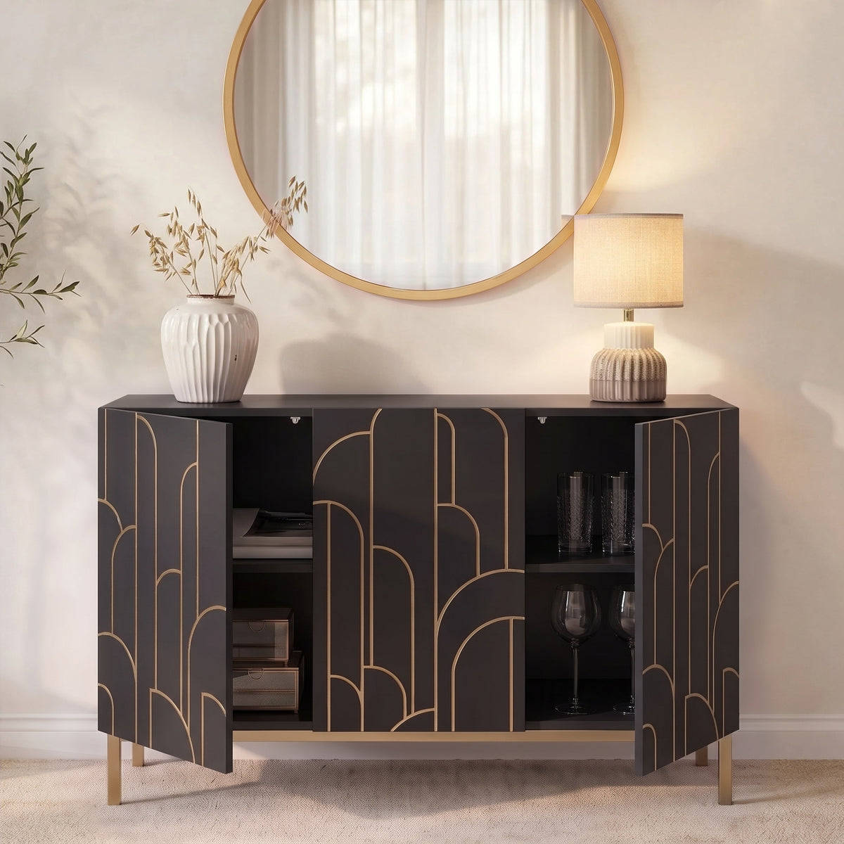 Outlet - Gatsby 3 Door Sideboard - Noir Black