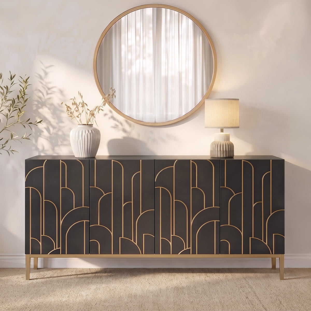 Gatsby Large 4 Door Sideboard - Noir Black