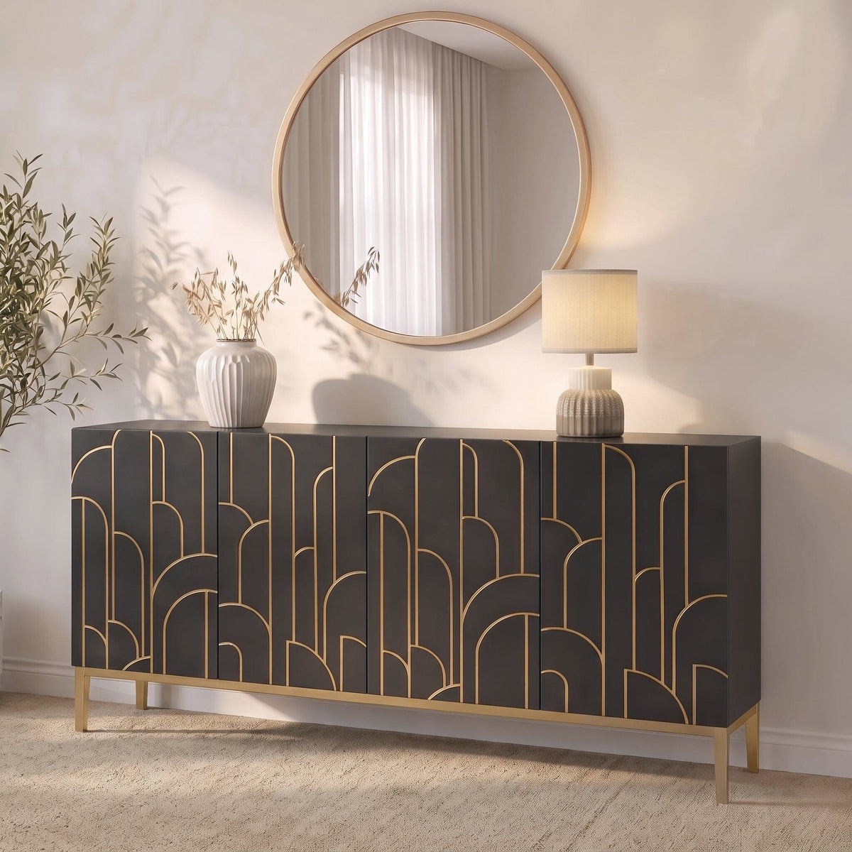 Gatsby Large 4 Door Sideboard - Noir Black