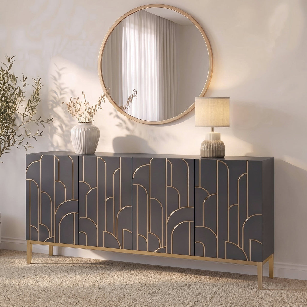 Gatsby Large 4 Door Sideboard - Smoke Grey
