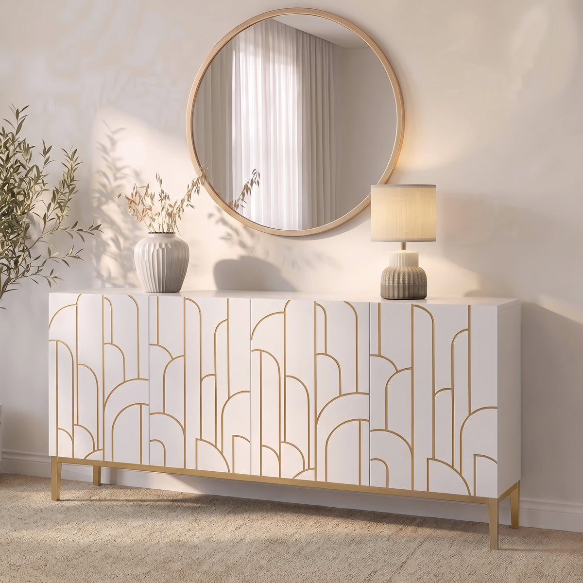 Gatsby Large 4 Door Sideboard - Snow White
