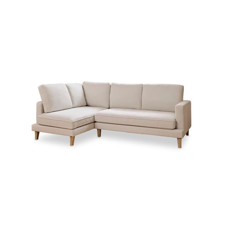 Gillian 3 Seater Large Corner Sofa - Ivory with Whitewash Legs - Laura James