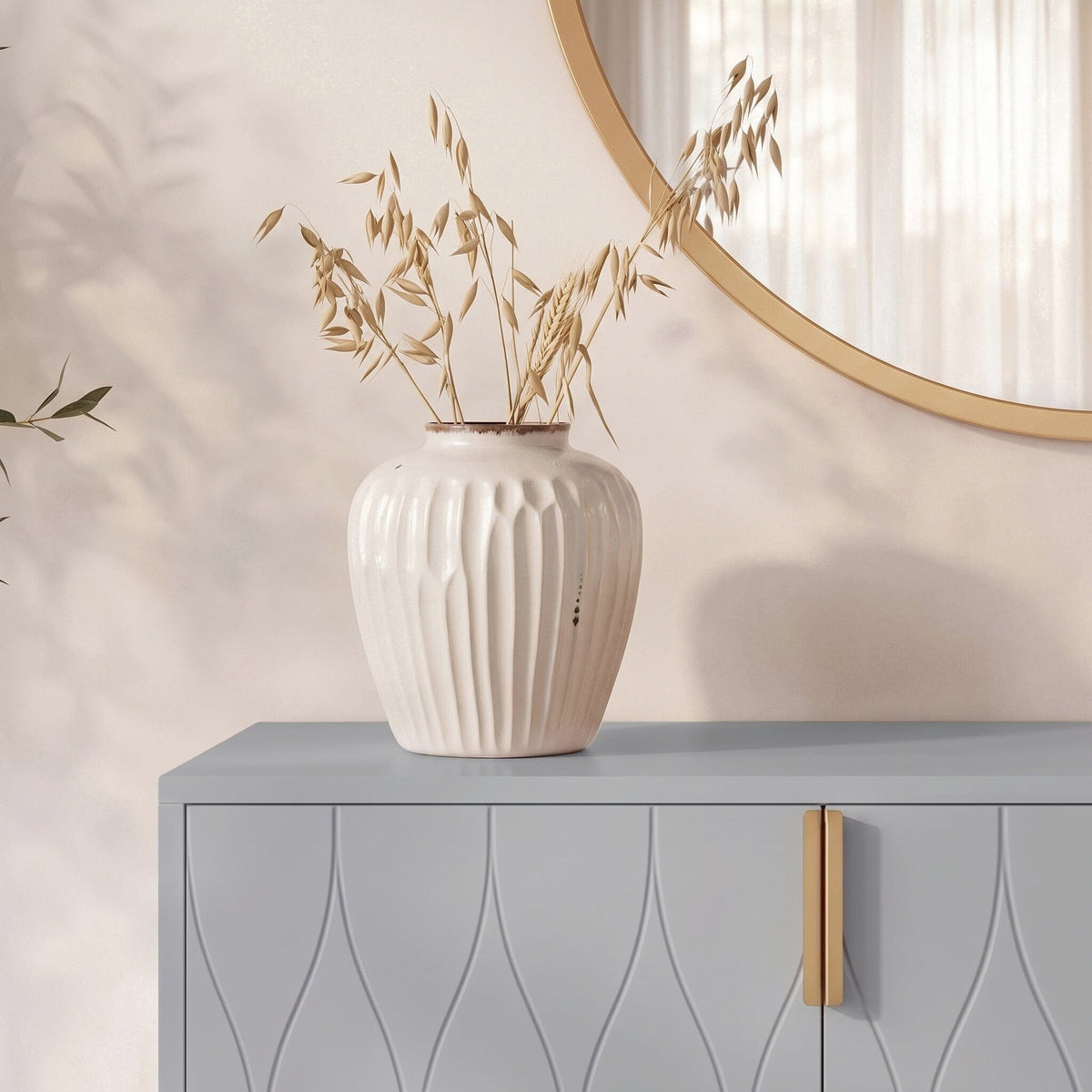 Gloria 2 Door Small Sideboard - Grey & Brass Legs