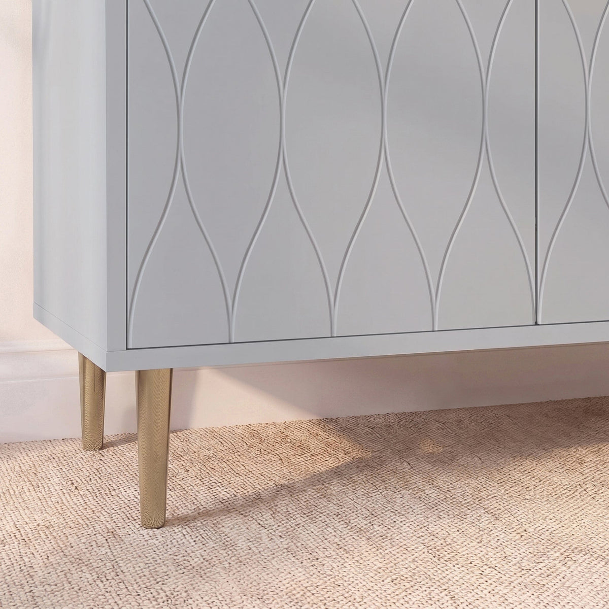 Gloria 2 Door Small Sideboard - Grey & Brass Legs