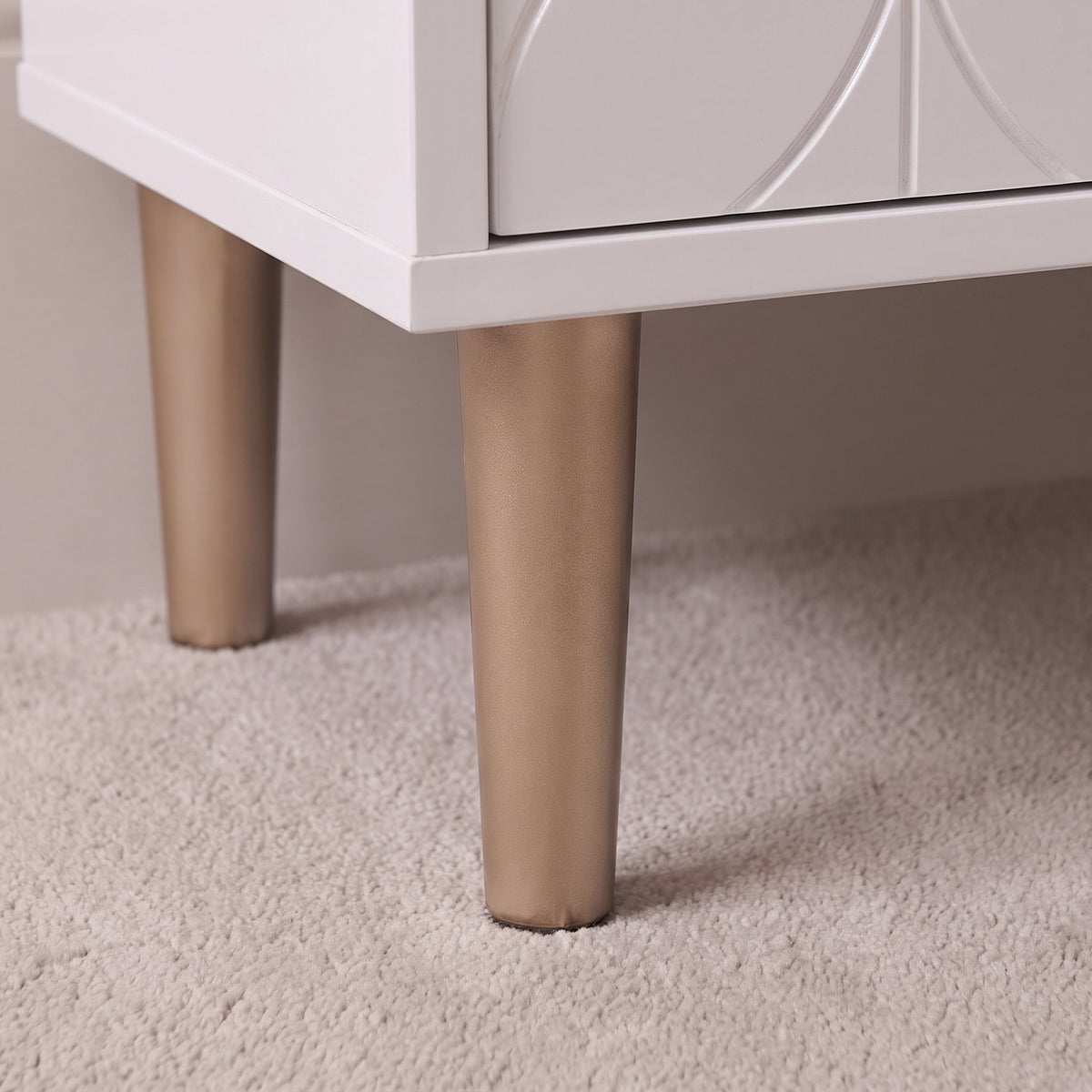 Gloria Bedside Tables - Set of 2 - White & Brass Effect