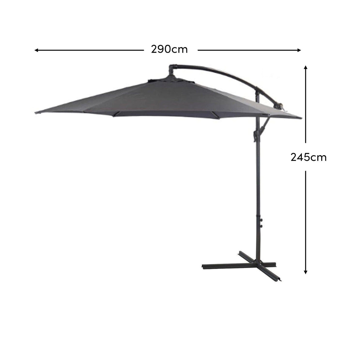 Grey Lean Over Parasol - 2.9m Round - Laura James