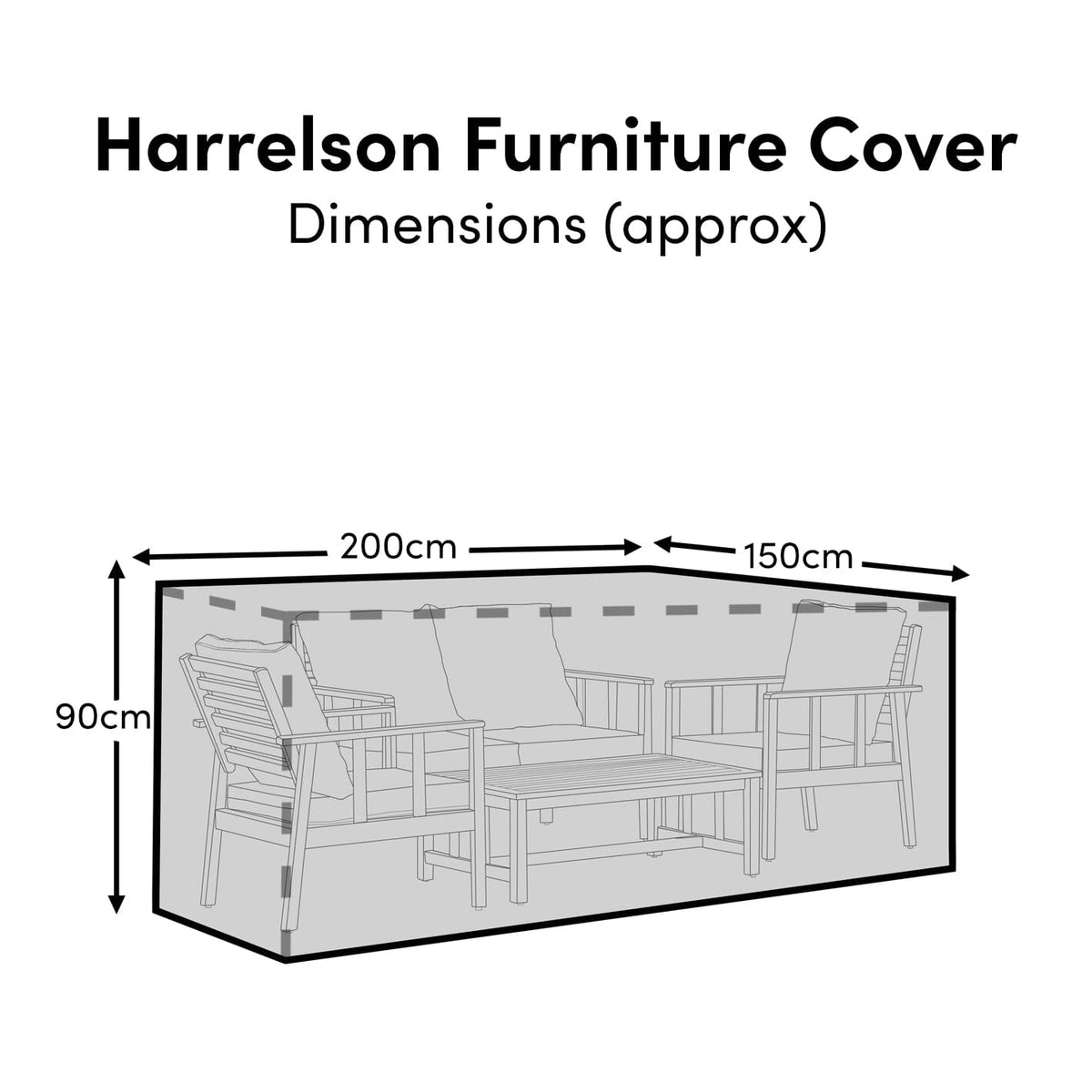 Small Rectangular Garden Furniture Cover - Lila - Ashby - Aspen - Marston - Oakley 6 Seater Sets