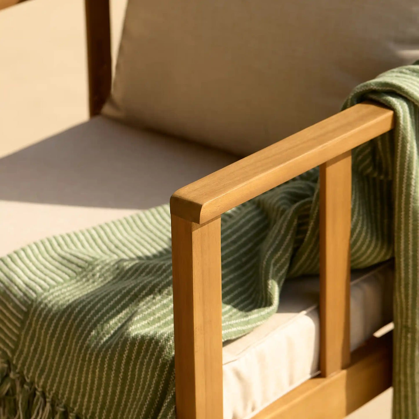 Harrelson Cream Garden Sofa set - Solid Wood - Natural - Laura James