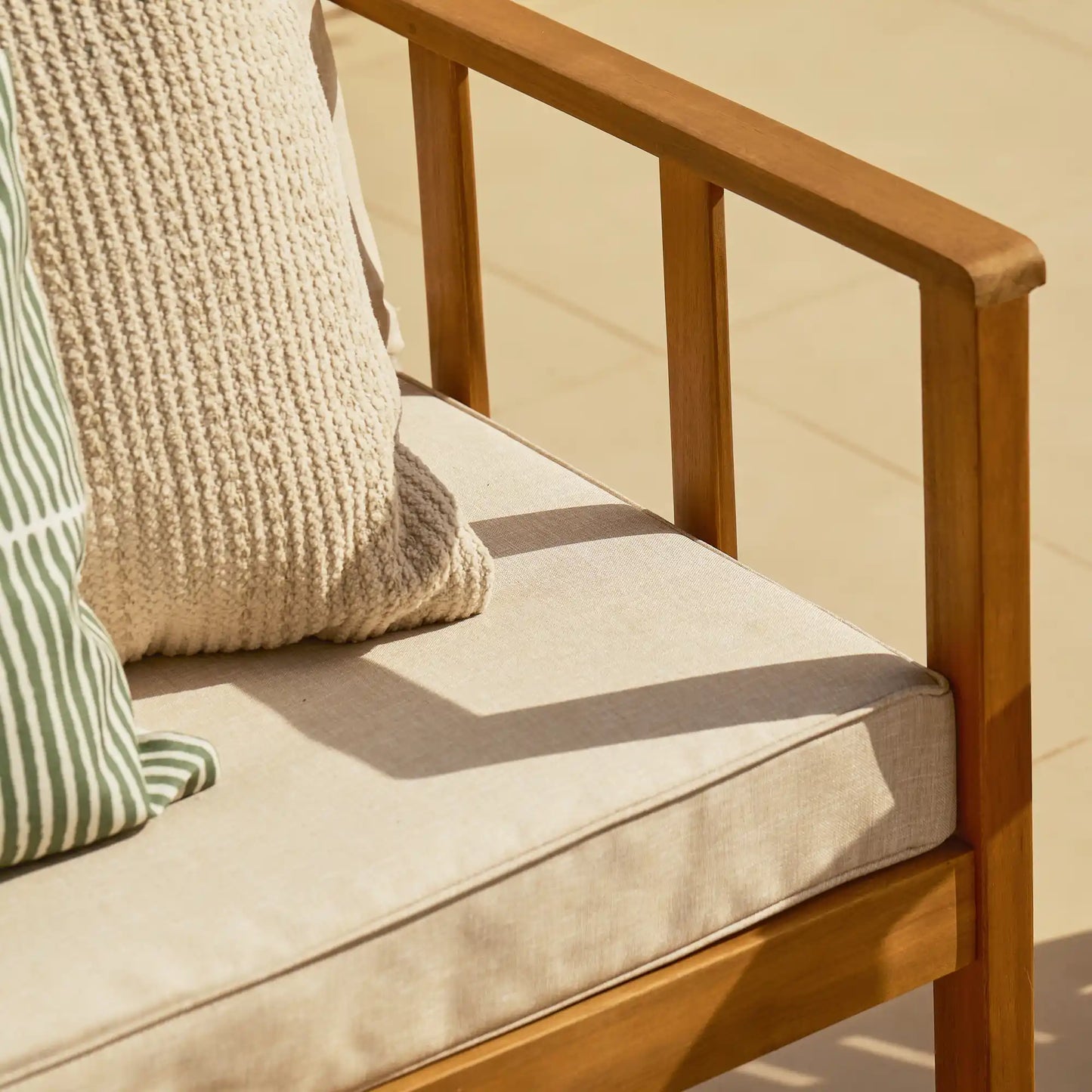 Harrelson Cream Garden Sofa set - Solid Wood - Natural - Laura James