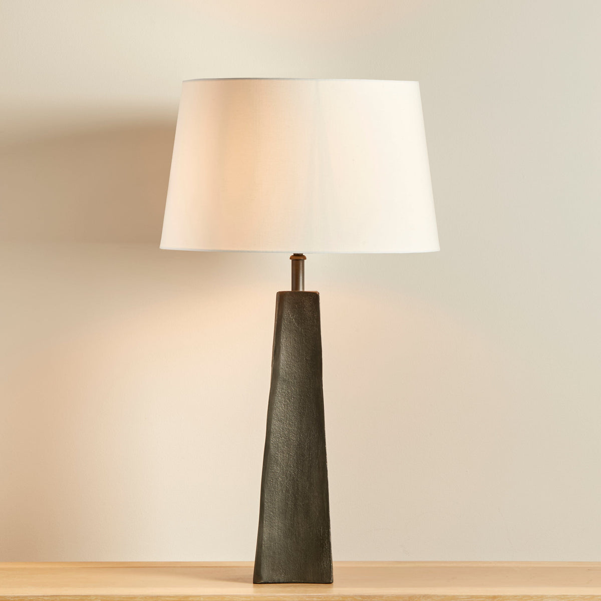 Helland Bronze Lamp & Coningsby White Lampshade - 40cm