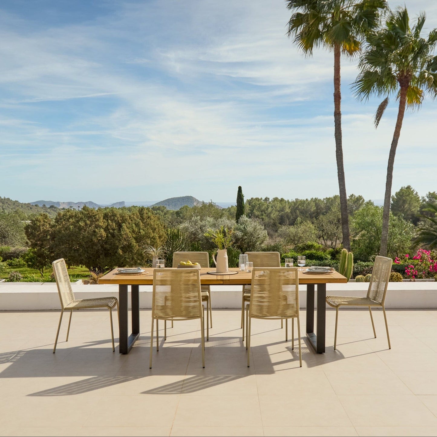 Hali 6 Seater Wooden Garden Dining Set with Ryder Clay Chairs - 175cm - Laura James