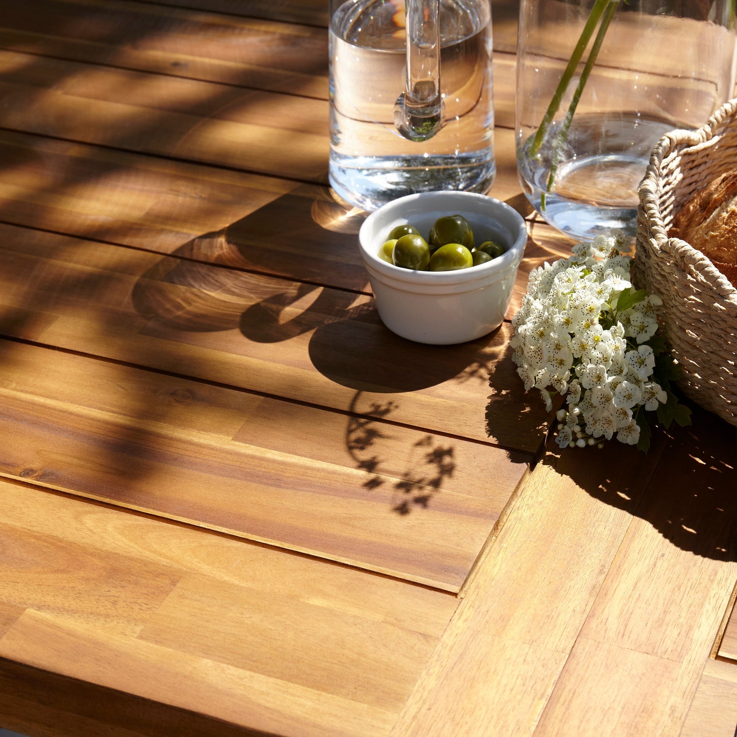 Hali 8 Seater Wooden Outdoor Dining Set with Hali Black Chairs & Grey Lean Over Parasol - 235cm