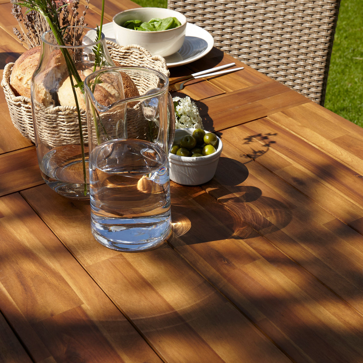 Hali 6 Seater Wooden Outdoor Dining Set with Hali Pink Chairs - 235cm