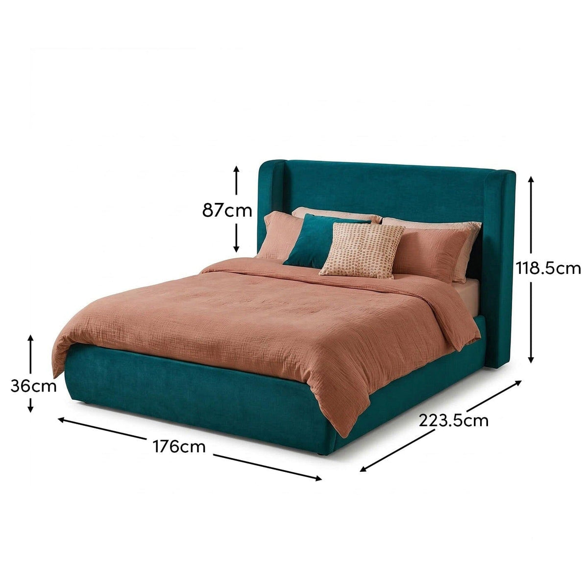 Hannah King Ottoman Bed - Deep Teal - Laura James