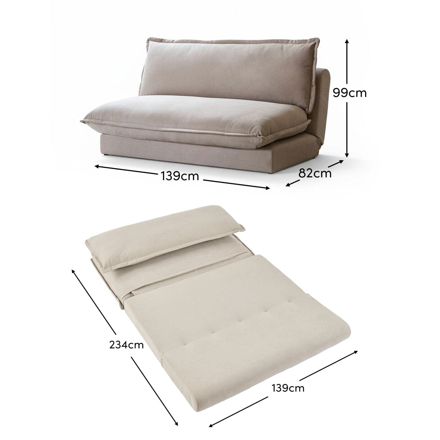 Harlow 2 Seater Double Sofa Bed - Soft Beige - Laura James