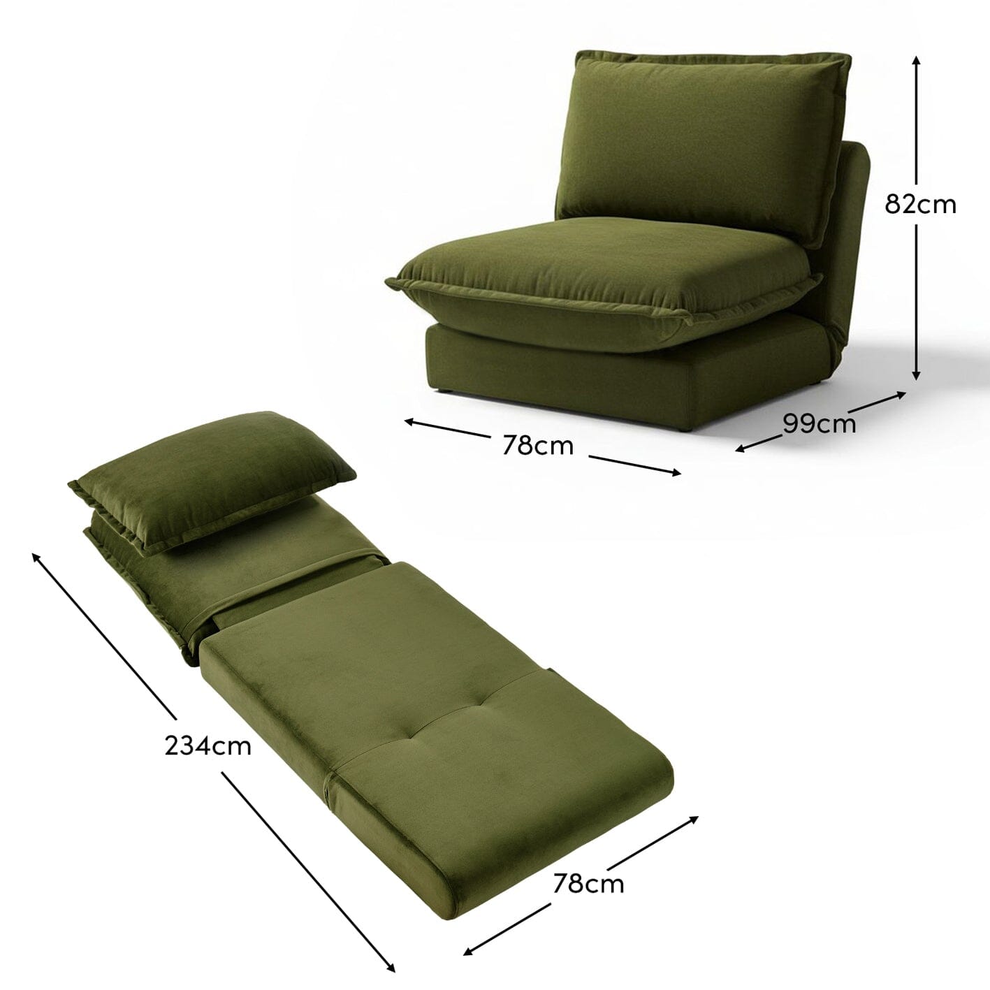 Harlow Single Sofa Bed - Fern Green - Laura James
