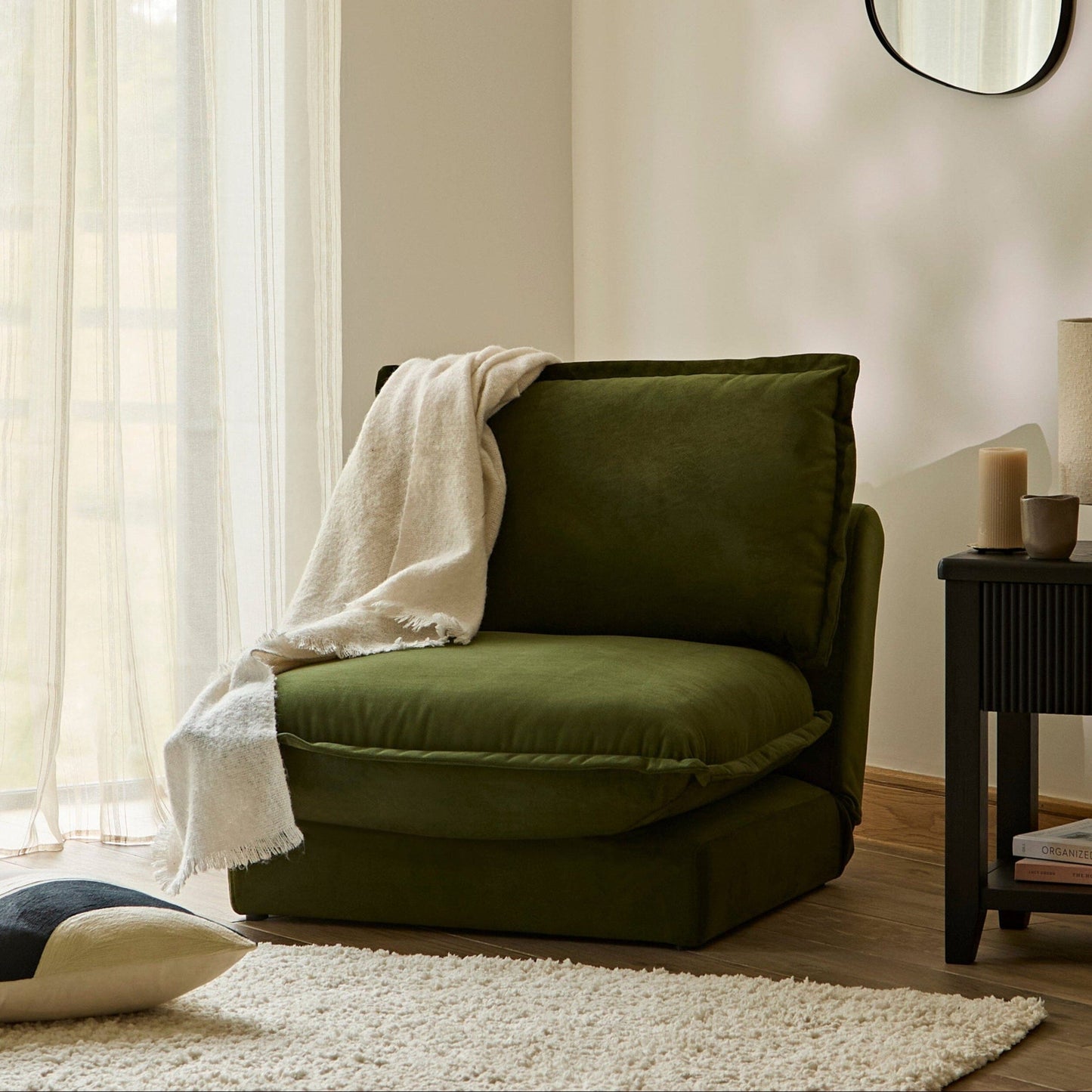 Harlow Single Sofa Bed - Fern Green - Laura James