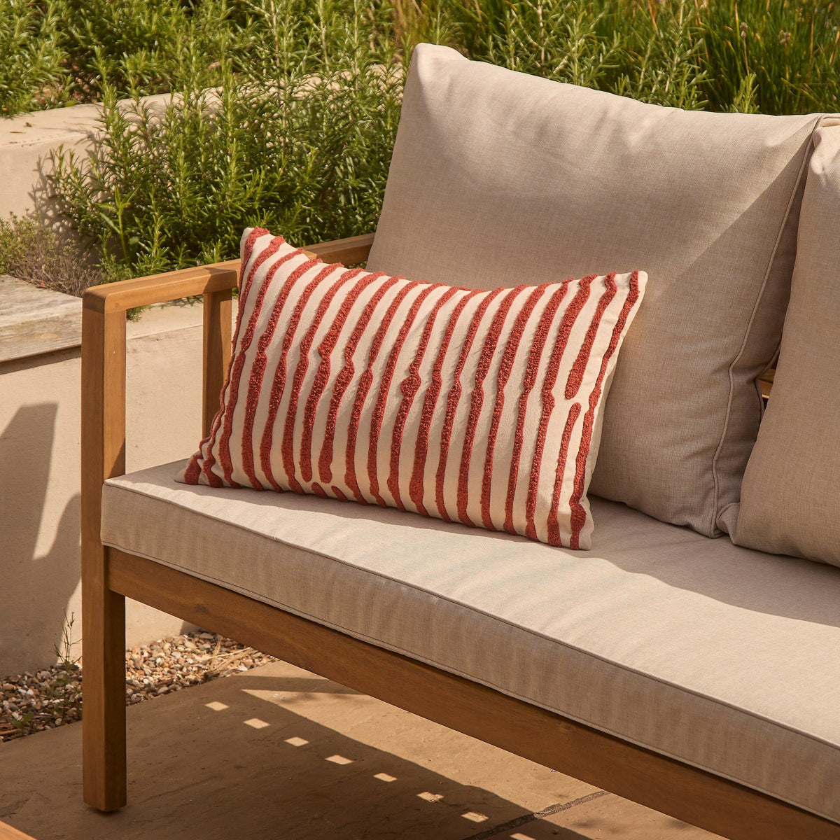 Harrelson 3 Seater Wooden Garden Chaise Corner Set - Natural Acacia and Sand - Laura James