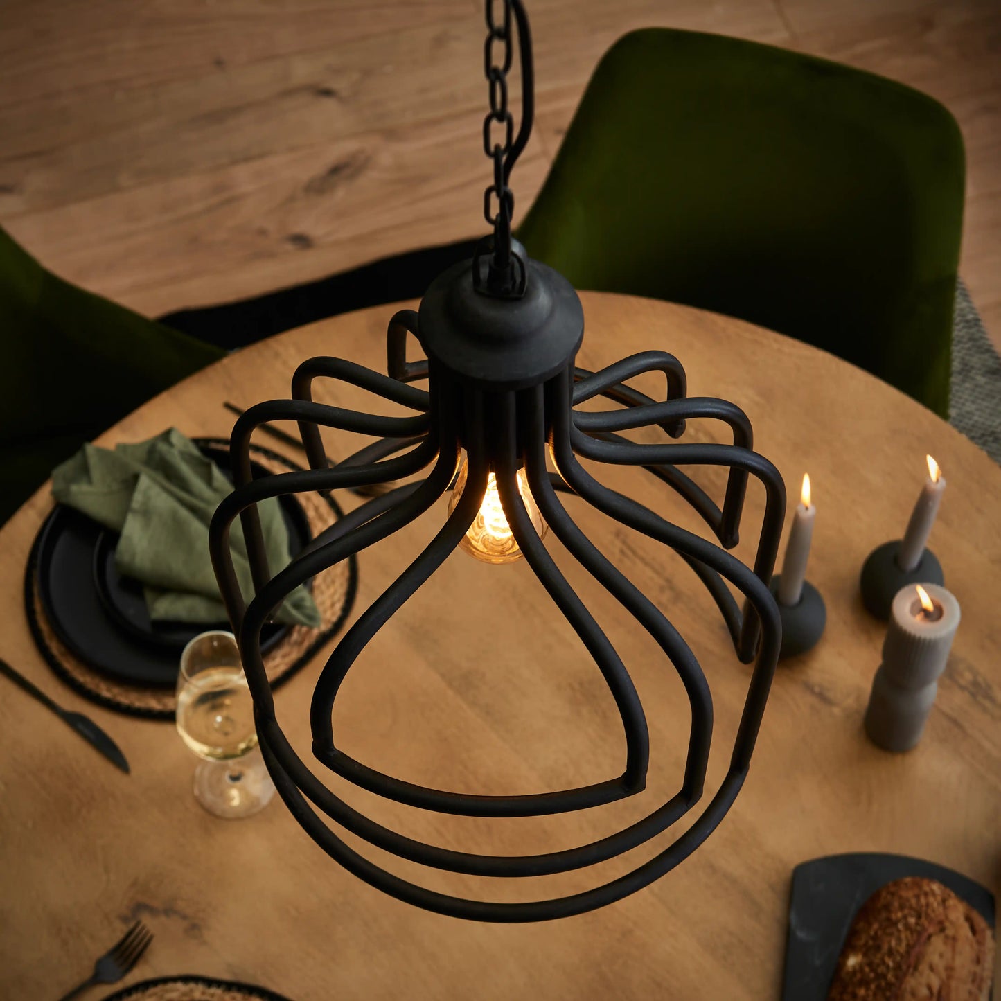 Hatherden 44.5cm Metal Pendant Light - Black - Laura James